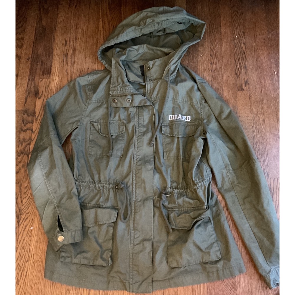 Wintergarb Olive Green Utility Field Jacket Hooded Guard Embroidery Large
